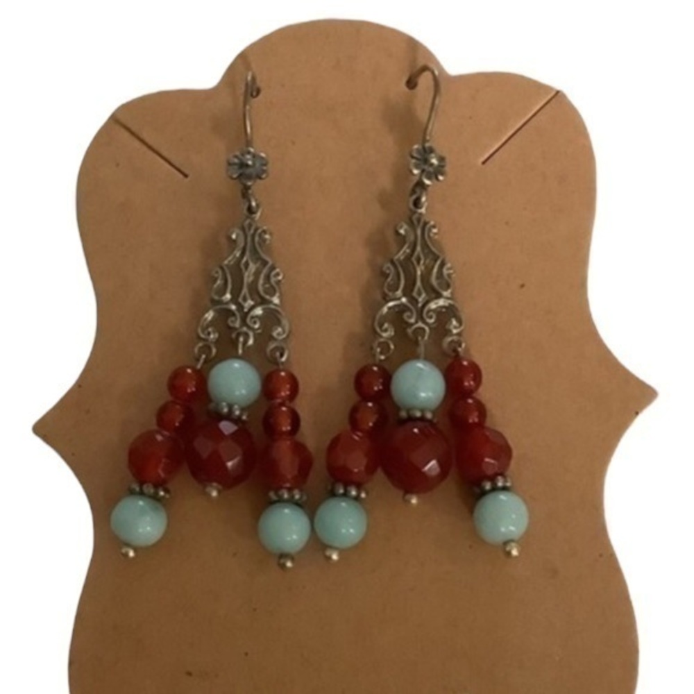Sterling silver earrings with semi precious beads